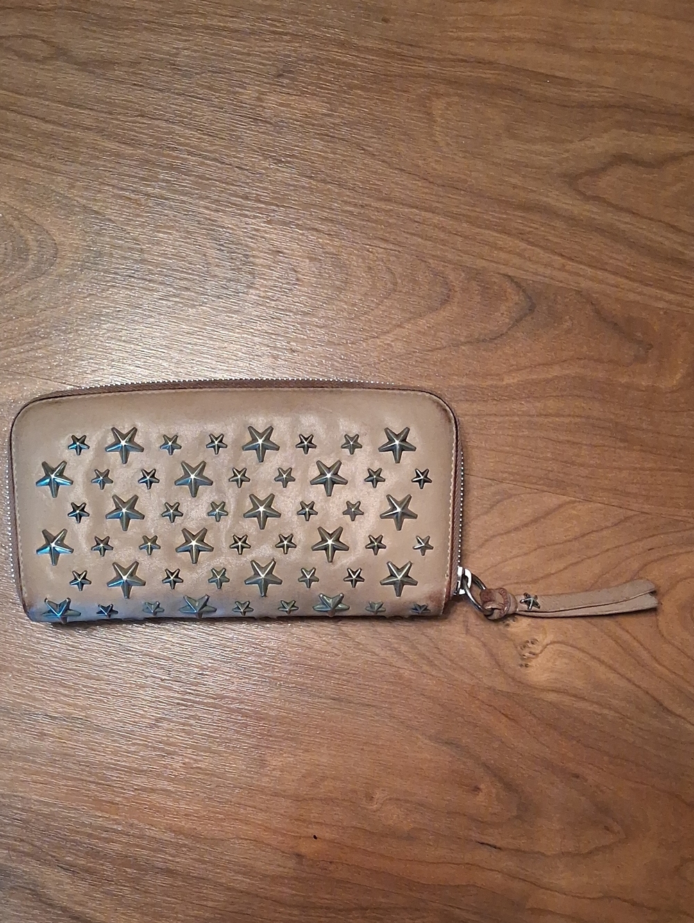 JIMMY CHOO Taupe Star-Embellished Zip Wallet with Wristlet
